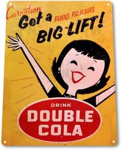 Double Cola Pop Cola Soda Store Ad Advertising Retro Wall Decor Metal Tin Sign - Picture 1 of 4
