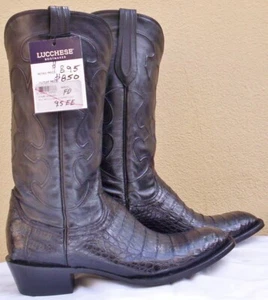 Lucchese "Charles", Black Smooth Belly Caiman, Style# M1636, Size (9.5 EE) - Picture 1 of 7