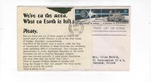 First day cover, Sc #1434-5, Space Achievements, pasted cachet, to Poland, 1976