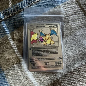 Charizard Gold Metal Pokémon Card Collectible/Gift/Display brand new - Picture 1 of 3