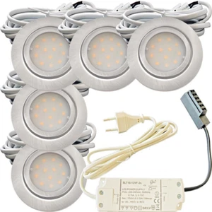 IP44 LED Möbel Einbauspots 2W, 12V, inkl. Trafo, ultra-flach, 54-60mm, 22mm tief - Bild 1 von 14