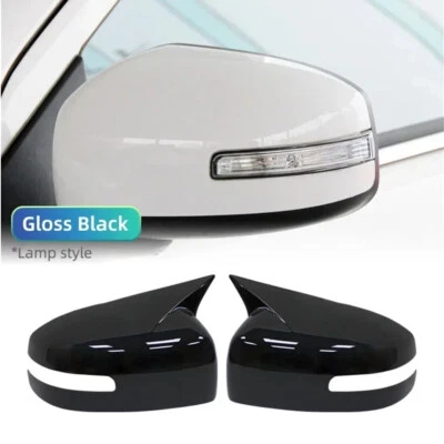2PCS For 2013-2016 Mitsubishi Lancer EVO Gloss Black Door Side Mirror Cover Cap - Image 1 of 4