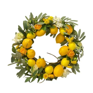 22" Artificial Lemon Spring Summer Wreath Silk Floral for Front Door Home Decor - Picture 1 of 5