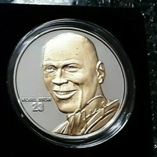 MICHAEL JORDAN HIGHLAND MINT 1.5 OZ .999 FINE SILVER 24KT GOLD OVERLAY MEDALLION
