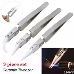 Confezione da 3 pinzette per saldatura elettronica a punta diritta ceramica Chuck pinzette in ceramica - Foto 1 di 28