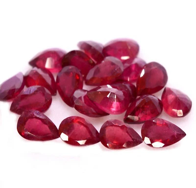 6x4 mm Natural Ruby Pear Cut Lot 10 Pcs 5.41 Cts Untreated Faceted Loose Gems GF - Image 1 of 4