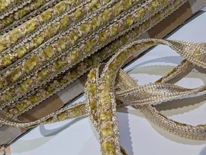 VOLLKARTE 17,5 Meter beige/grün Chenille Polyester 15mm breit - Bild 1 von 4