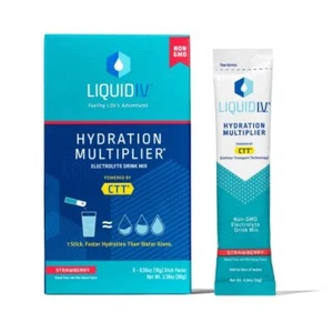 Liquid IV Strawberry Flavored Hydration Drink Mix, Vegan, 3.39 Ounces (Pack of - Picture 1 of 1