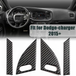 For 2015~2020 Dodge Charger REAL Carbon Fiber Door Corner Speaker Cover Trim Set - Picture 1 of 11