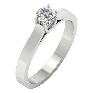 Solitaire Anniversary I1 G 0.60 Ct Round Diamond Ring 14K White Gold 4 Prong Set - Picture 1 of 8