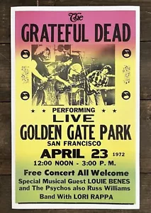 GRATEFUL DEAD 4-23-72 Golden Gate Park, San Francisco, 22” x 14” Concert Poster - Picture 1 of 1
