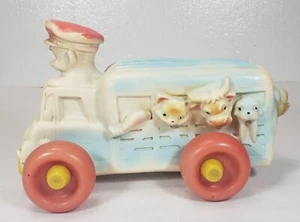 Edward Mobley Rubber Squeaky Pull Toy Truck with Animals & Truck Driver HTF - Picture 1 of 5