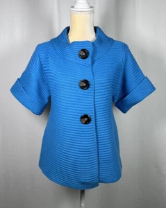 Per Se Cardigan Sweater Womens Medium 100% Merino Wool Short Sleeve Retro - Picture 1 of 11