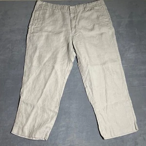 Island Importer Mens Pants Size 44 Beige Linen Straight Leg Casual Beach Pockets - Picture 1 of 9