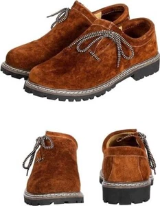 Zapatos Lederhosen para hombre - Botas de cuero real - Oktoberfest - Marrón oscuro - Imagen 1 de 5