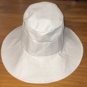 Lord & Taylor Fischerhut 3,25" breite Krempe Schlapphut Damen 1 Größe weiß neu Baumwolle - Bild 1 von 9