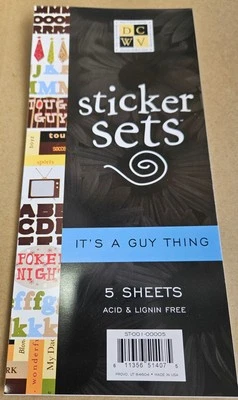 Juego de pegatinas DCWV 5 hojas citas y dichos It's a Guy Thing for Scrapbooking Foto 1 de 2