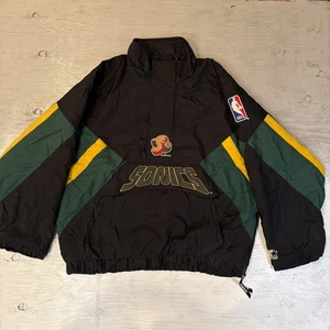 Vintage 1994 NBA  Starter Seattle SuperSonics Pullover 1/2 Zip Jacket Sz 2XL - Picture 1 of 24