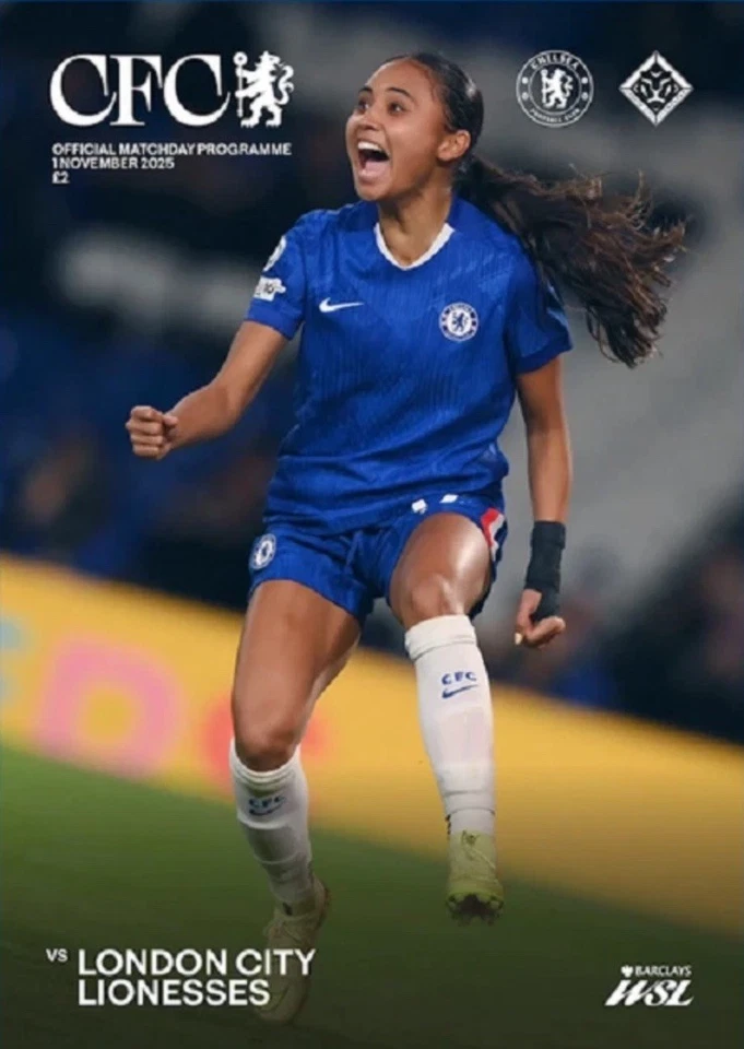 WSL OFFICIAL PROGRAMME 1/11/2025 CHELSEA WOMAN v LONDON CITY LIONESSES WOMEN - Image 1 of 1