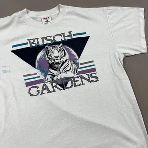 Vintage 90er Busch Gardens Animal Natur weiß T-Shirt Gr. L - Bild 1 von 13