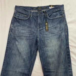 Helix NWT 36x34 Straight Leg Jeans NEW $50 Embroidered Pockets - Picture 1 of 12