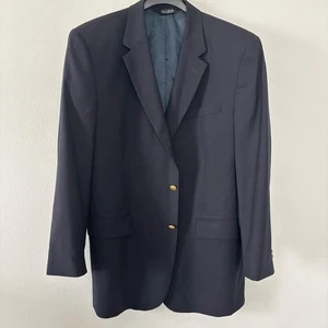 JoS A.Bank Mens Navy Blue Blazer Two Button Gold Accents 46L - Picture 1 of 13