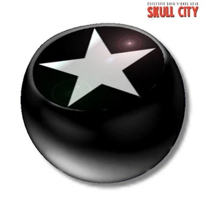 WHITE STAR BLACK PIERCING BALL - Schraubkugel - Kugel Schmuck Tattoo Stern Indie - Picture 1 of 1