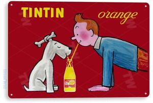BLASZANY ZNAK Tintin Pomarańczowy napój Soda Cola Kuchnia Domek Retro Metal Etykieta B691