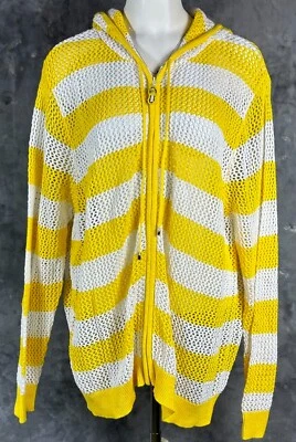 Quacker Factory Yellow & White Hooded Full Zip Cover Up Jacket 3X (14183) - Image 1 of 4