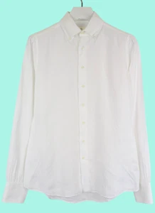 SUITSUPPLY Jort Extra Slim Fit Formal Shirt Men's 39/15 1/2 100% Linen White - Imagen 1 de 11