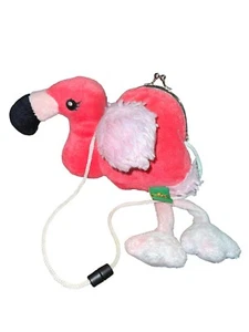 Wild Republic Pink Flamingo Plush Stuffed Animal Purse 10" x 4" Kiss Lock - Picture 1 of 3