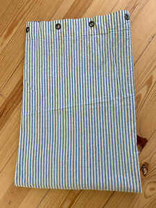 Pottery Barn Shower Curtain Fabric Stripe Seersucker Blue White Linen DEFECTS  p