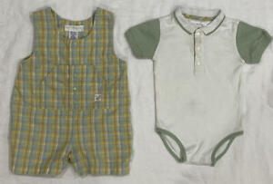 Gymboree Vintage Little Garden Boy Plaid Romper & Collared Shirt Sz 6-12 Months
