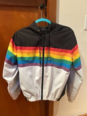 Topshop Women's rainbow windbreaker (US 0-2, UK XS, EUR 32-34) - Image 1 of 4