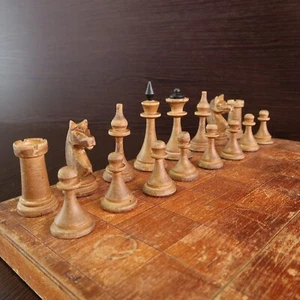 Wooden Chess Set made 1958 Antiques, Original Pieces and Chessboard - Imagen 1 de 12
