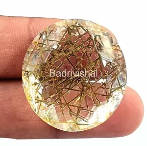 50 Ct Golden Quartz Rutilated Certified Rare Oval Cut Loose Gemstone 4JUG - Picture 1 of 9