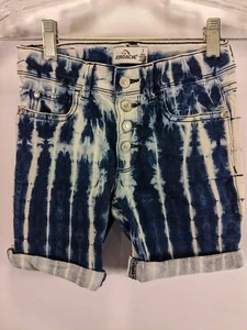 Jordache Girls Shorts Sz 7 denim blue w/ pattern adjustable waist button-up - Picture 1 of 5