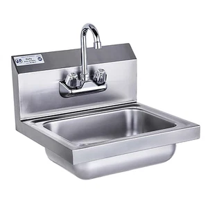 HALLY Stainless Steel Sink for Washing with Faucet, NSF Commercial Wall Mount Ha - Picture 1 of 6