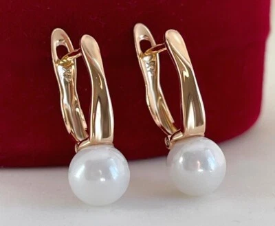 Luxus Perlen Ohrringe Creole 750er Gold 18K vergoldet 20 mm Damen Geschenk - Bild 1 von 4