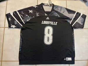 NWT ADIDAS Louisville Cardinals #8 BLACK Football Jersey Men’s 4XL - Picture 1 of 19