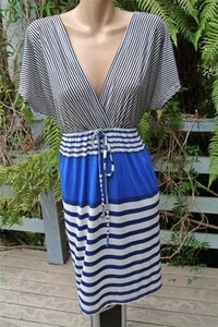 Crossroads Blue Stripe Tunic DRESS Size XXL-20/22 NEW. GR8 Comfortable w Tights - Picture 1 of 1