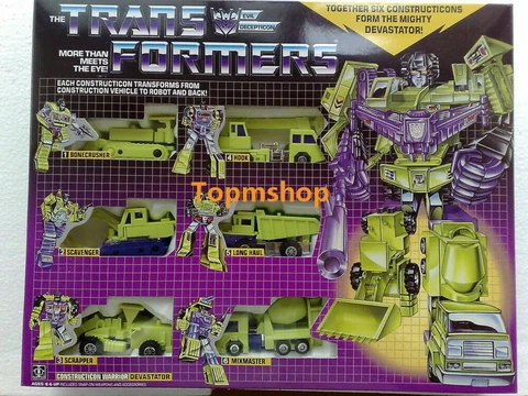 New Transformers G1 Reissue Decepticon Constructicons Devastator Box Set Cover