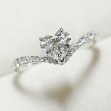 Sapphire Wedding Jewelry Gift Size 9 Fashion 925 Silver Heart Rings Women White