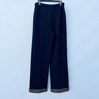 Pantalones de pierna ancha vintage St. John Basics Santana tejidos cintura alta 12 Foto 1 de 4