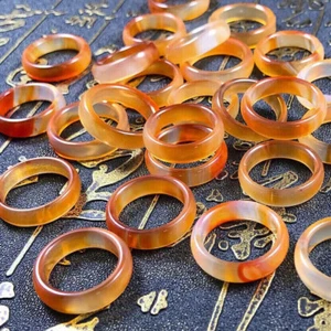 50pcs Wholesale Natural red Agate Ring Jewelry Gemstone Band Rings 6-9#*** - Picture 1 of 5