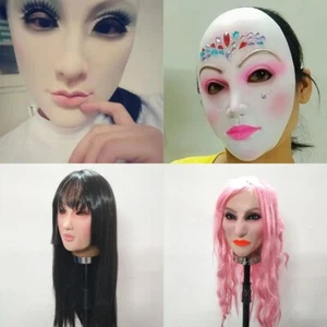 Dress Up As A Female Latex Mask Wig Headgear Long/short Hair Transgender Mask. - Picture 1 of 50