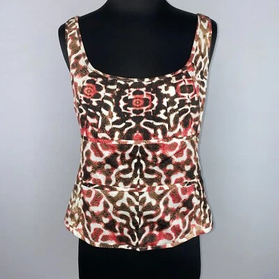 Etcetera 女式 6 多色图案背心无袖拉链背面全新带标签近乎完好 — 第 1/4 张图片