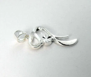 Sterling Silver 925 Scallop Design Drop Free Form Design Pendant Charm Sparkly - Picture 1 of 4