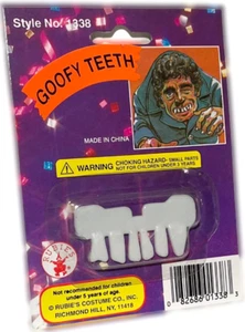 Funny GOOFY FAKE NERD TEETH White Plastic Uppers Monster Joke Prank Gag Costume - Picture 1 of 5