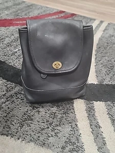 Vintage Coach Black Leather Legacy Backpack 9960 with Brass Turn Lock - Picture 1 of 17